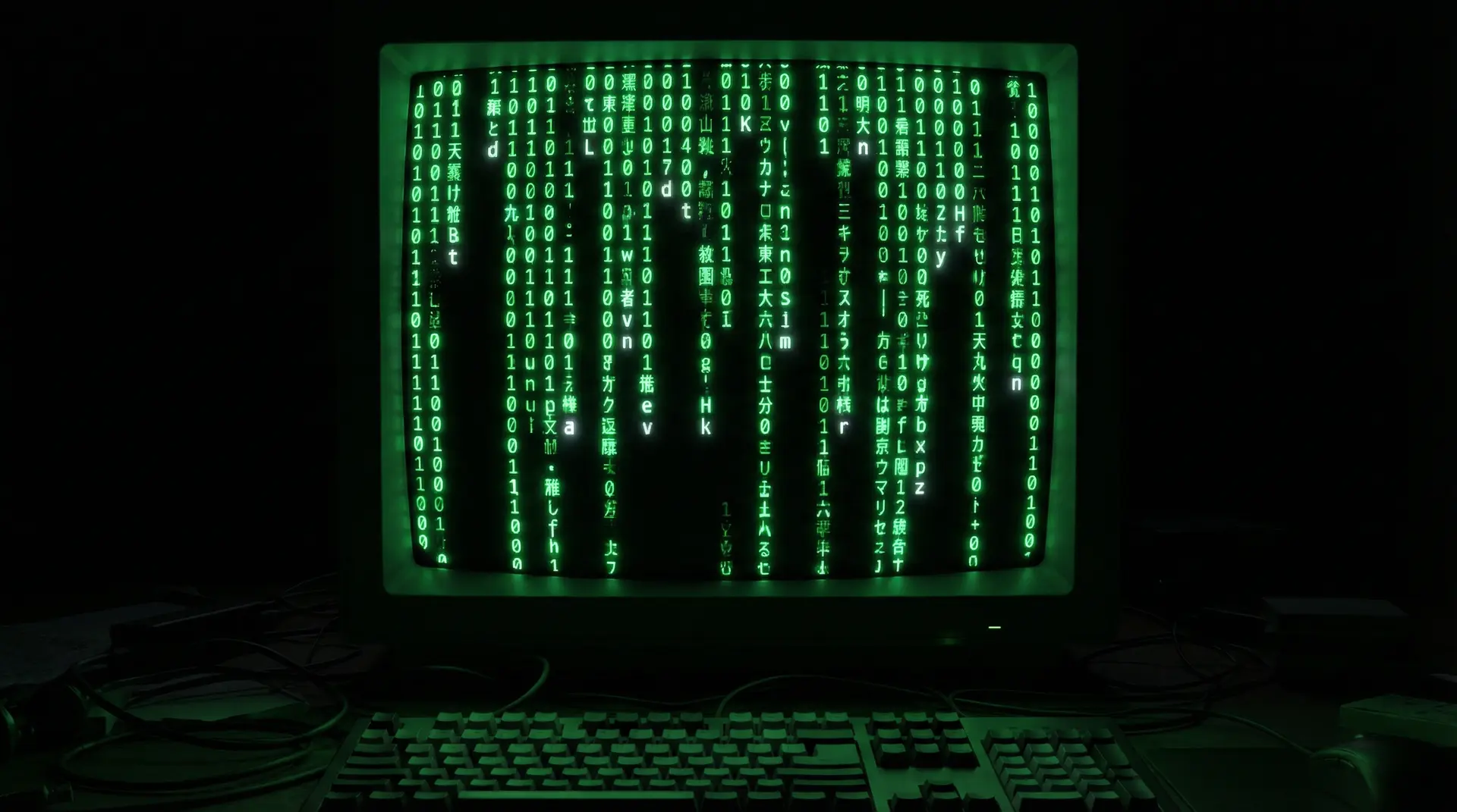 暗网 矩阵代码雨终端背景